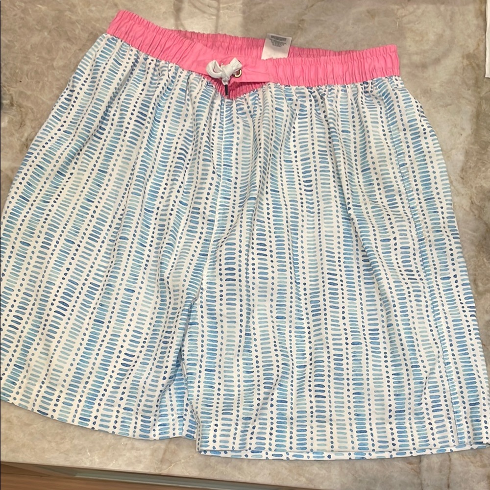 Oaks Apparel Pink and Blue Striped Shorts